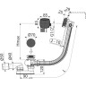 Сифон ALCAPLAST A564BLACK для ванны, автомат с напуском воды через перелив, черный матовый, длина 57 см, металл с покрытием