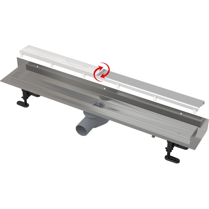 Водоотводящий желоб ALCAPLAST APZ23-DOUBLE9-750 с двухсторонней решеткой DOUBLE